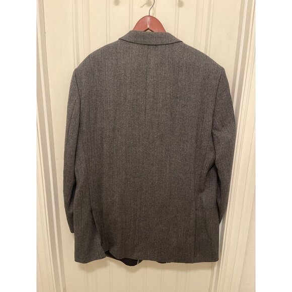Mens Herringbone Blazer Jacket 52T 100% Wool Gray - Picture 10 of 16
